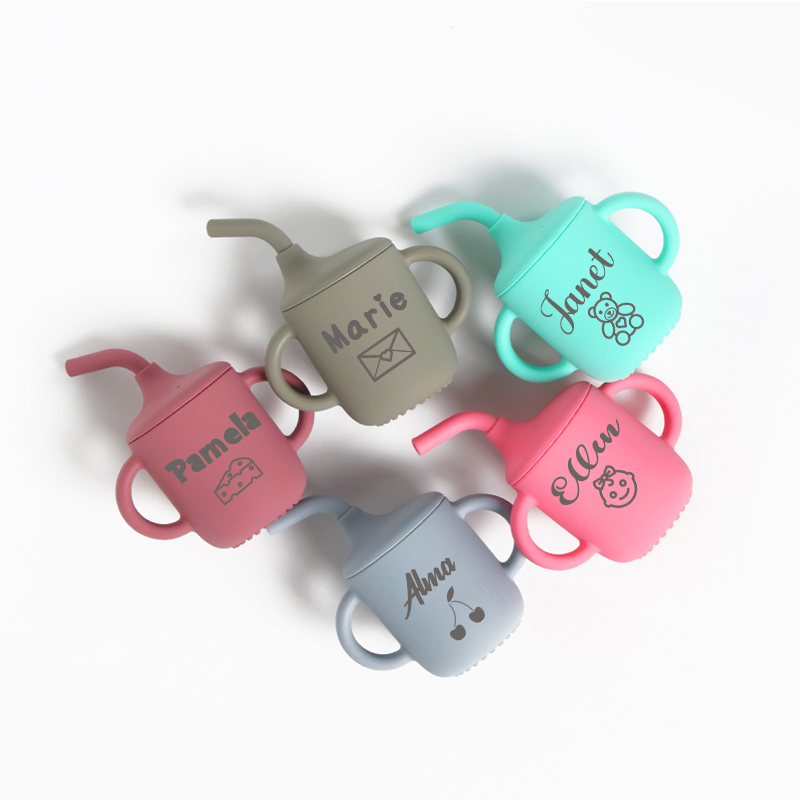 Personalised Baby Food Grade Sippy Silicone Cup  | CWBaby5301