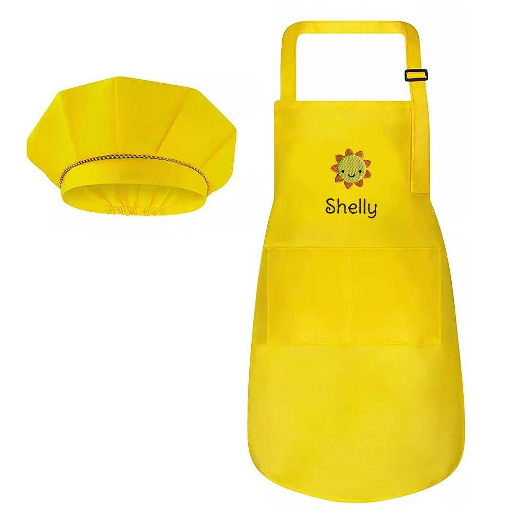 Personalized Embroidery Color Apron and Hat Set for Kid | Apron26