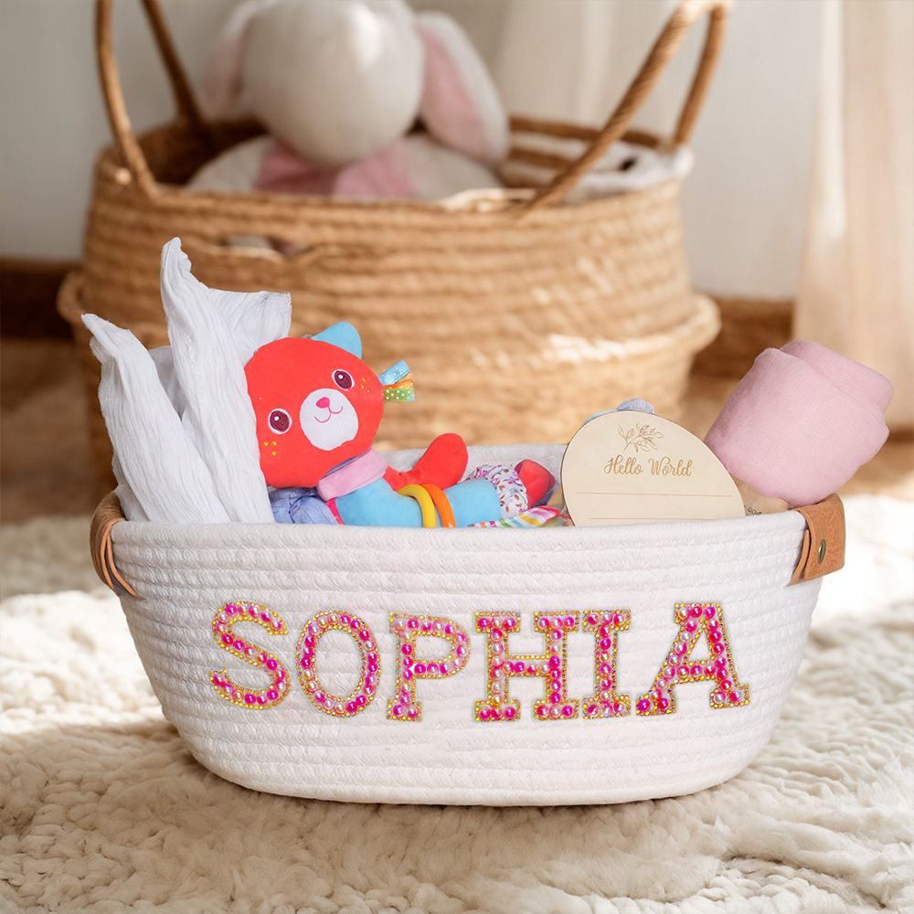 Personalized Kids Beaded Patch Back to School Basket | CWBaby73