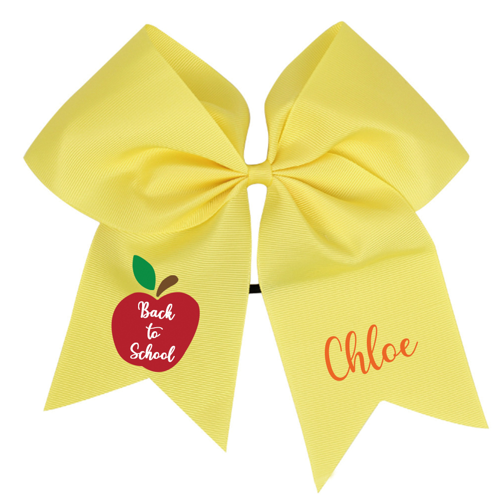 Personalized Girls Back To School Elastic Band Hair Bow | CWToy55