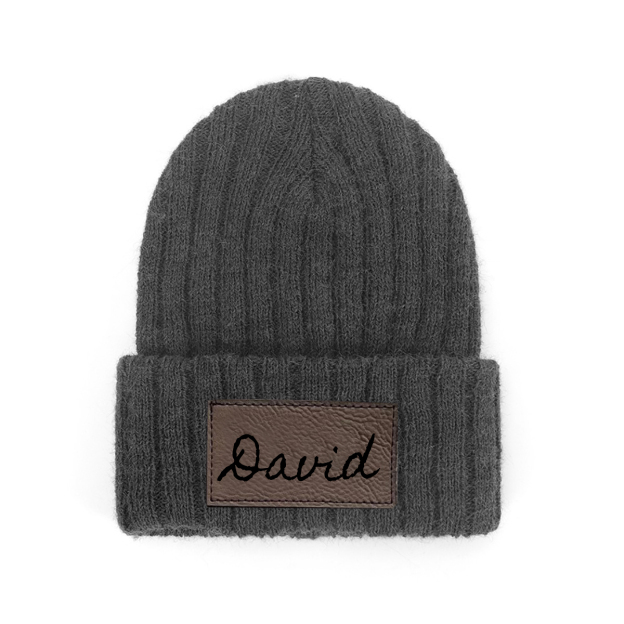 Personalized Leather Patch Infant Beanie for Comfort & Unique | HSKid30