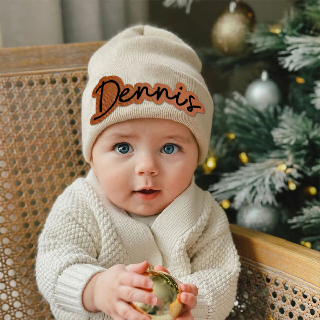 Personalized Leather Patch Beanie for Comfort & Unique | HSKid33