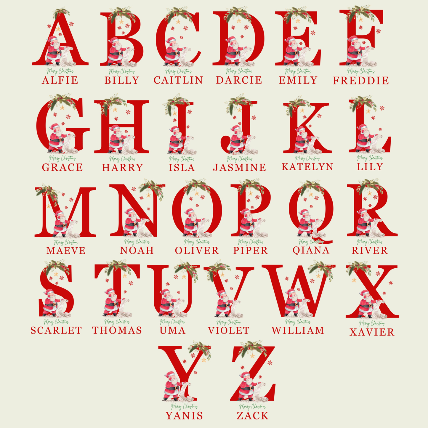 Personalized Name & Initial Christmas Gift Sack | MCGift22