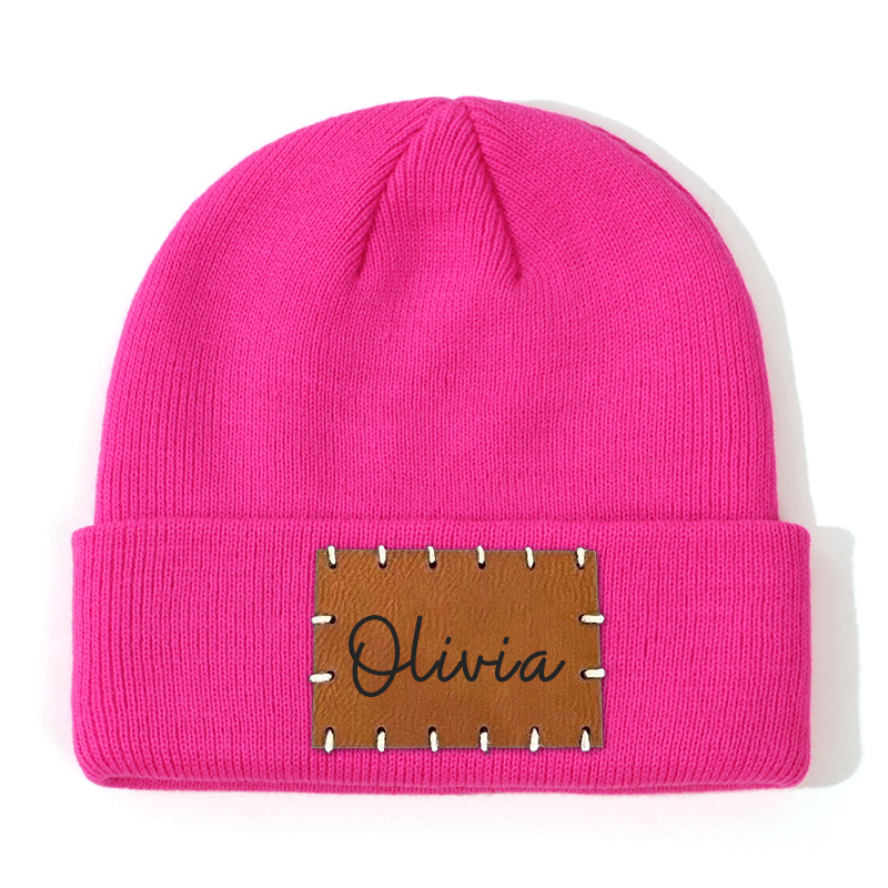 Personalized Leather Patch Beanie for Comfort & Unique | HSKid3301