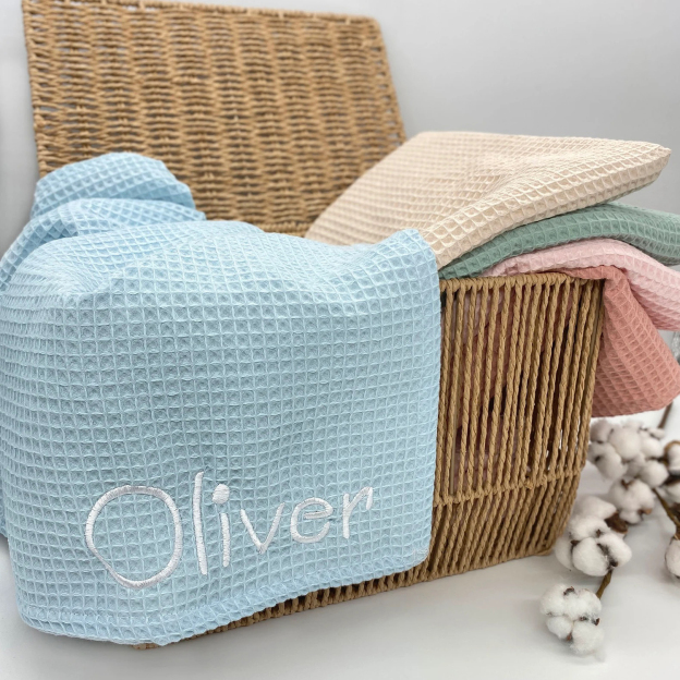Personalized Embroidered Waffle Blanket for Comfort & Unique| CWBaby48
