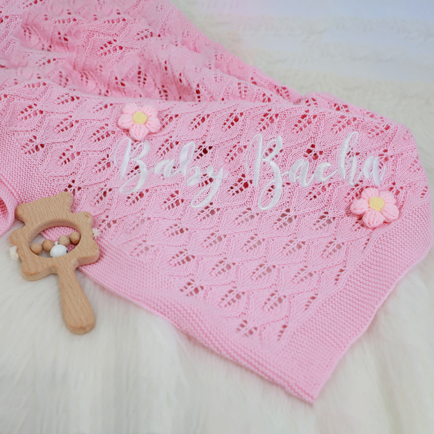 Personalized Embroidered Knit Baby Blanket for Unique Gift | CWBaby87