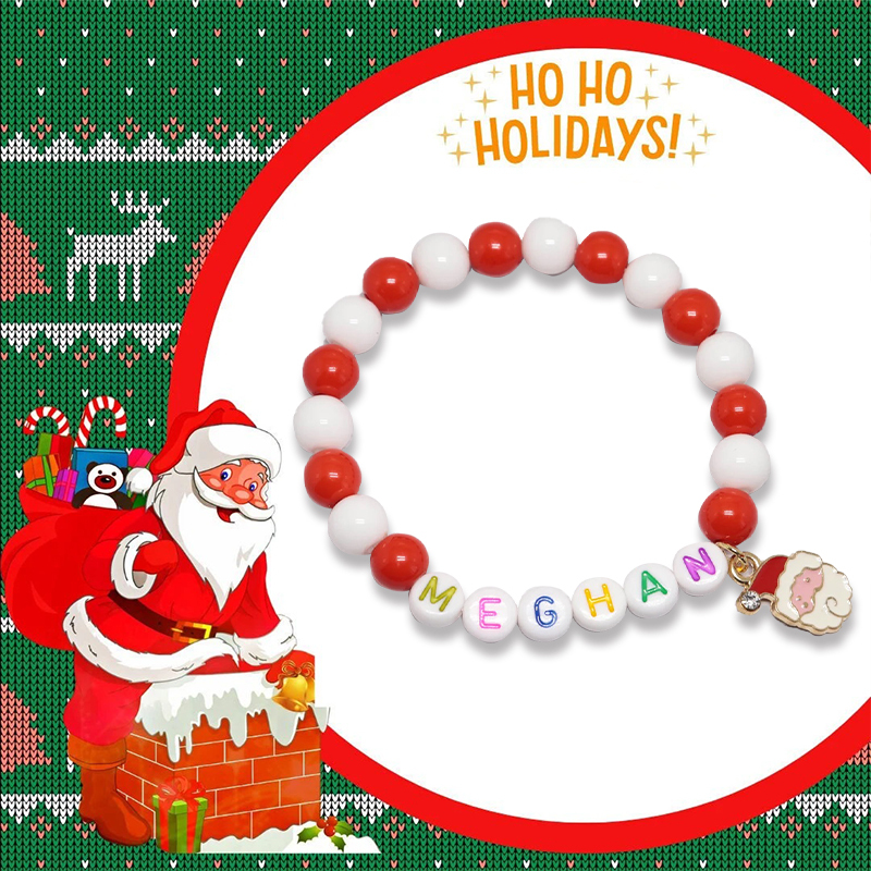 Personalized Christmas Bead Bracelet With Name | MCGift59