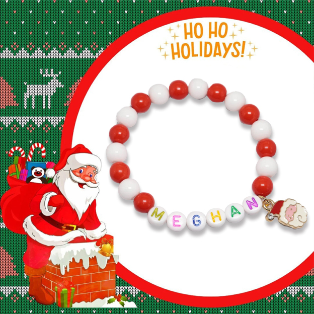 Personalized Christmas Bead Bracelet With Name | MCGift59