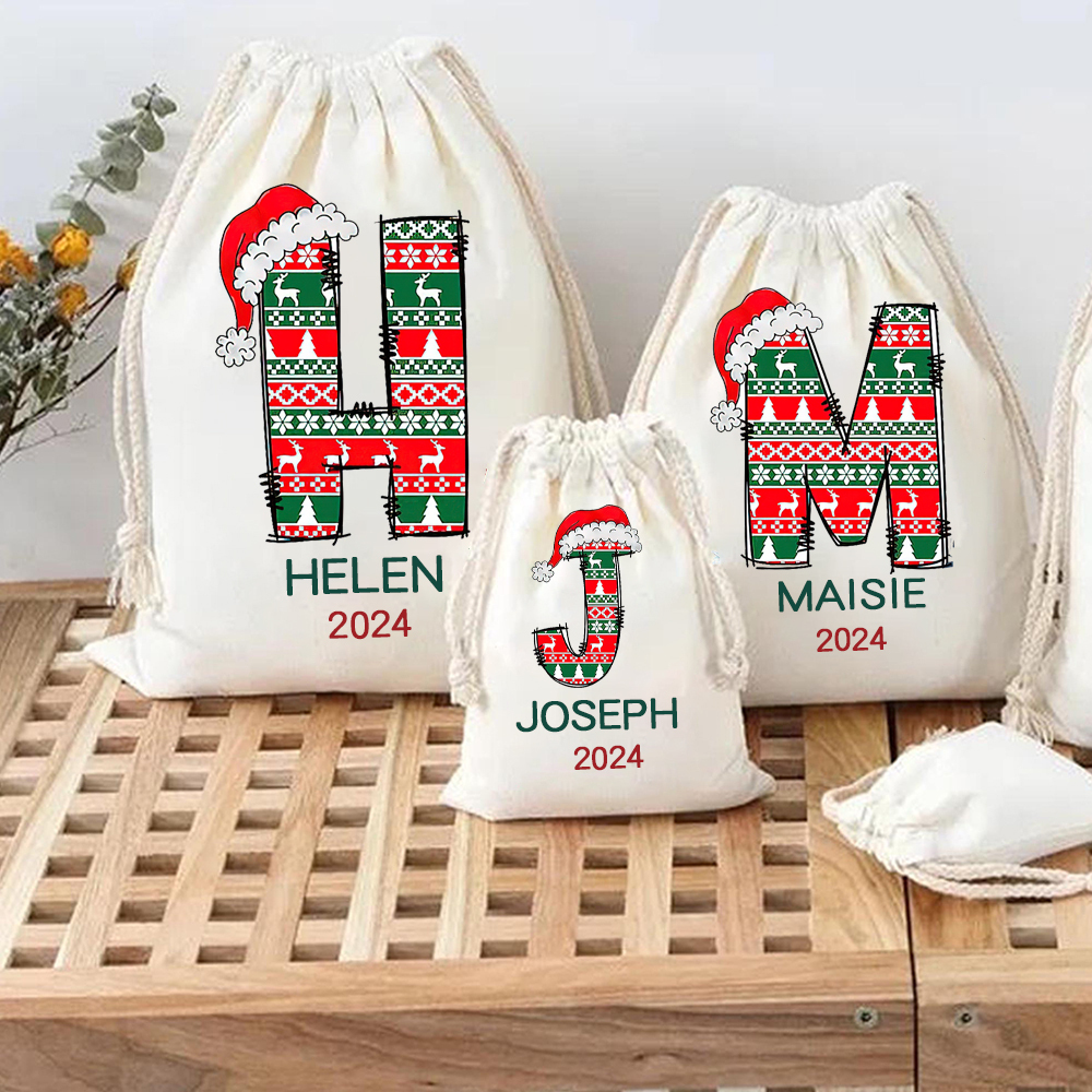 Personalized Name & Initial Christmas Gift Sack | MCGift63
