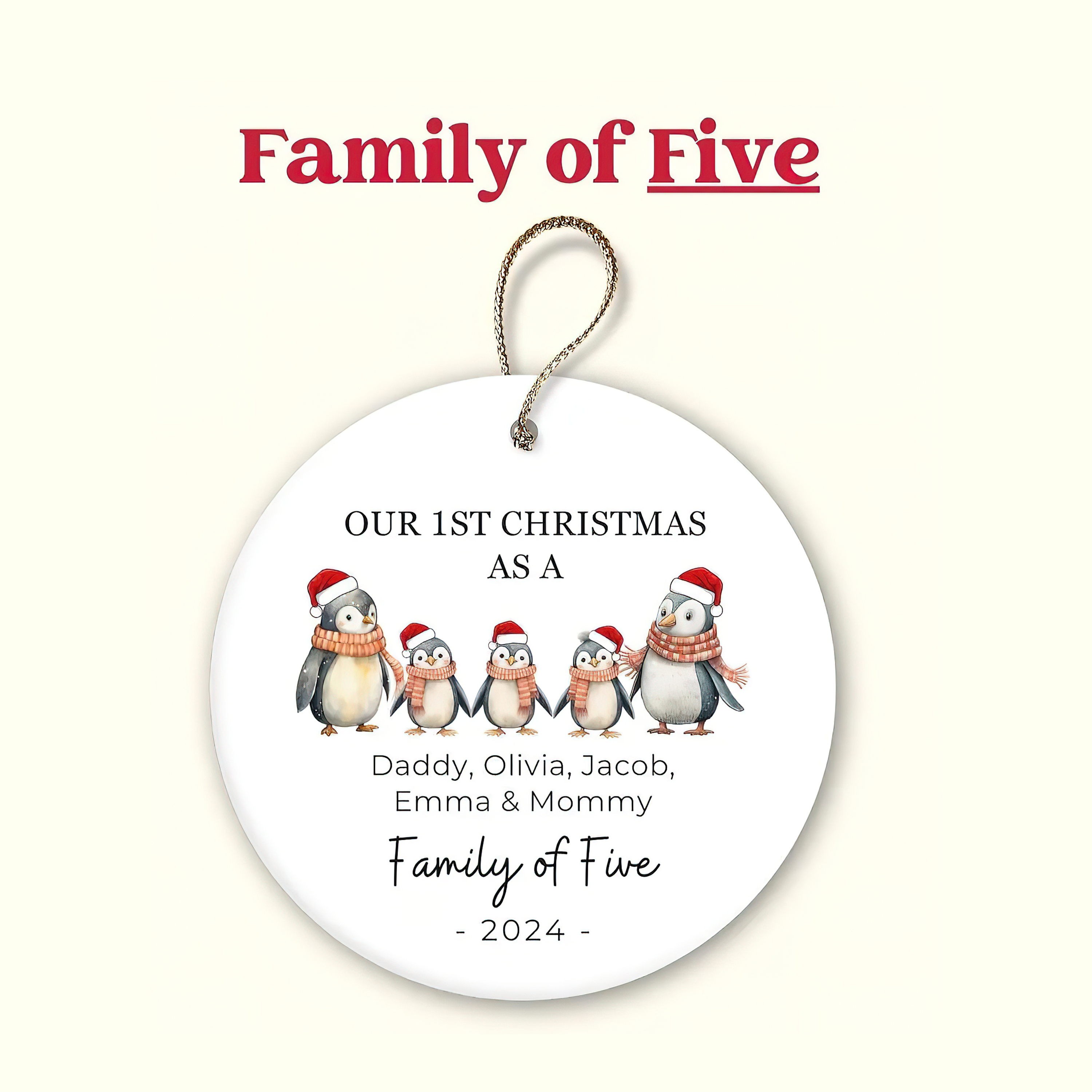 Personalized Christmas Lovely Penguin Family Name Ornaments Decoration | MCGift5713