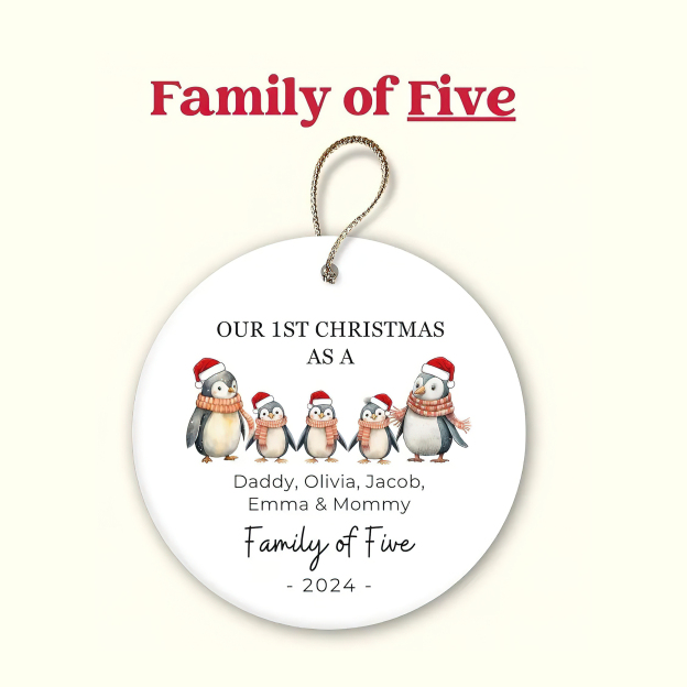 Personalized Christmas Lovely Penguin Family Name Ornaments Decoration | MCGift5713