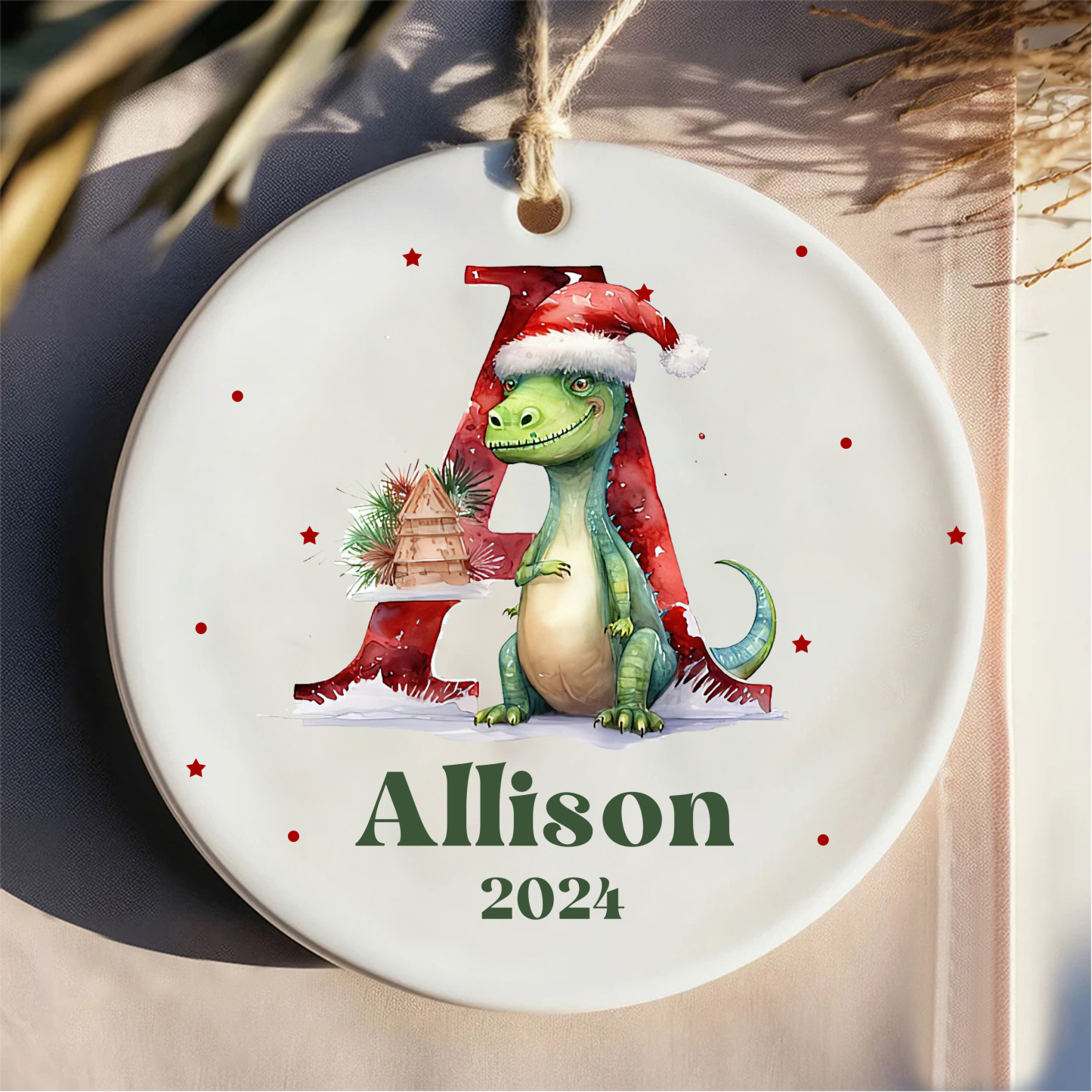 Personalized Christmas Dinosaur Monogram Ornaments Decoration | MCGift5714
