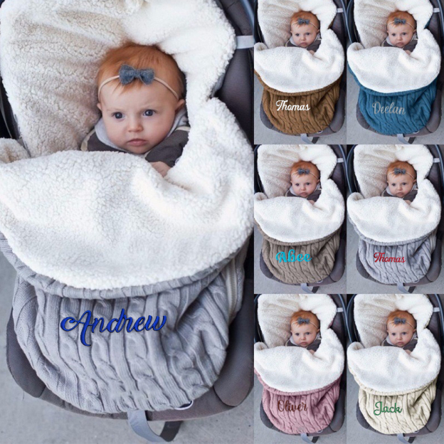 Personalized Embroidery Sherpa Sleeping Bag for Babies | CWBaby93