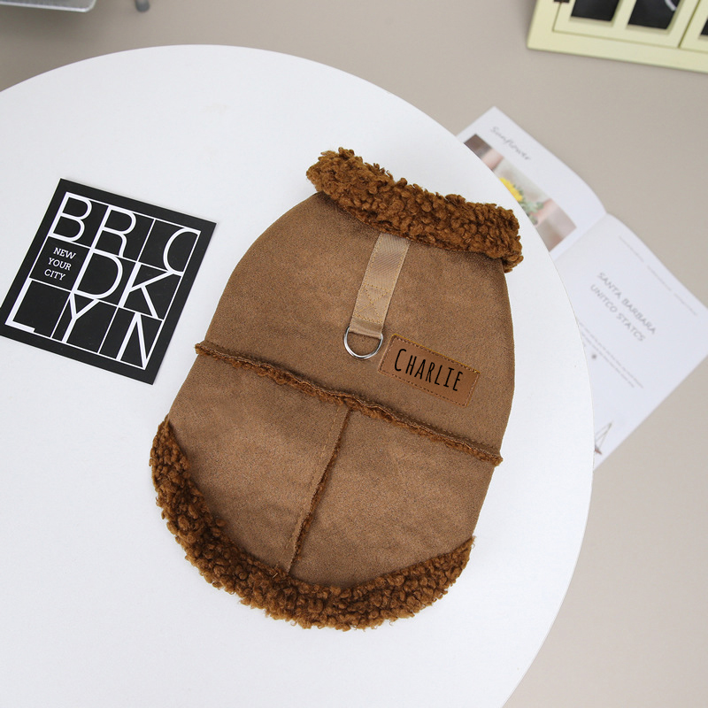 Personalized Leather Patch Pets Warm Jacket | BKPet92