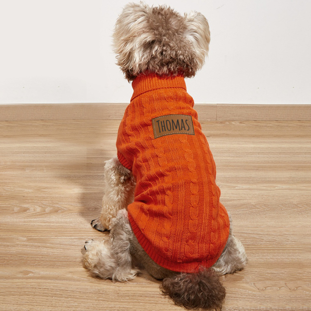 Personalized Leather Patch Pets Colourful Sweater | BKPet97