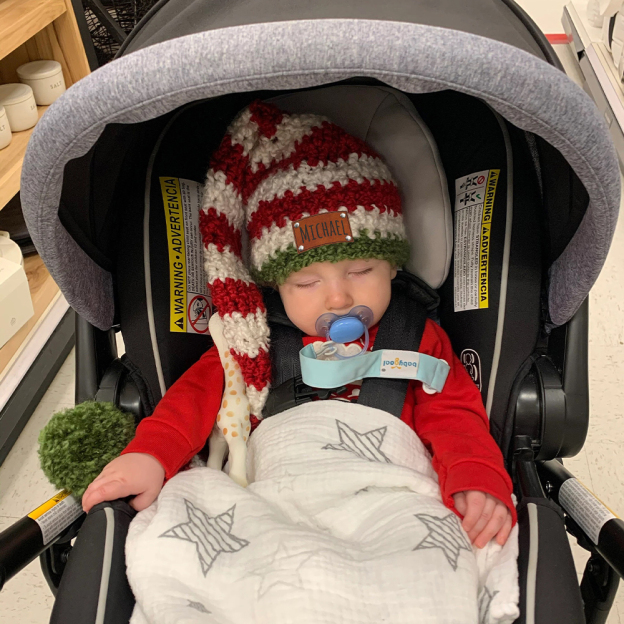 Personalized Leather Patch Christmas Elf Long Tail Hat | MCGift71