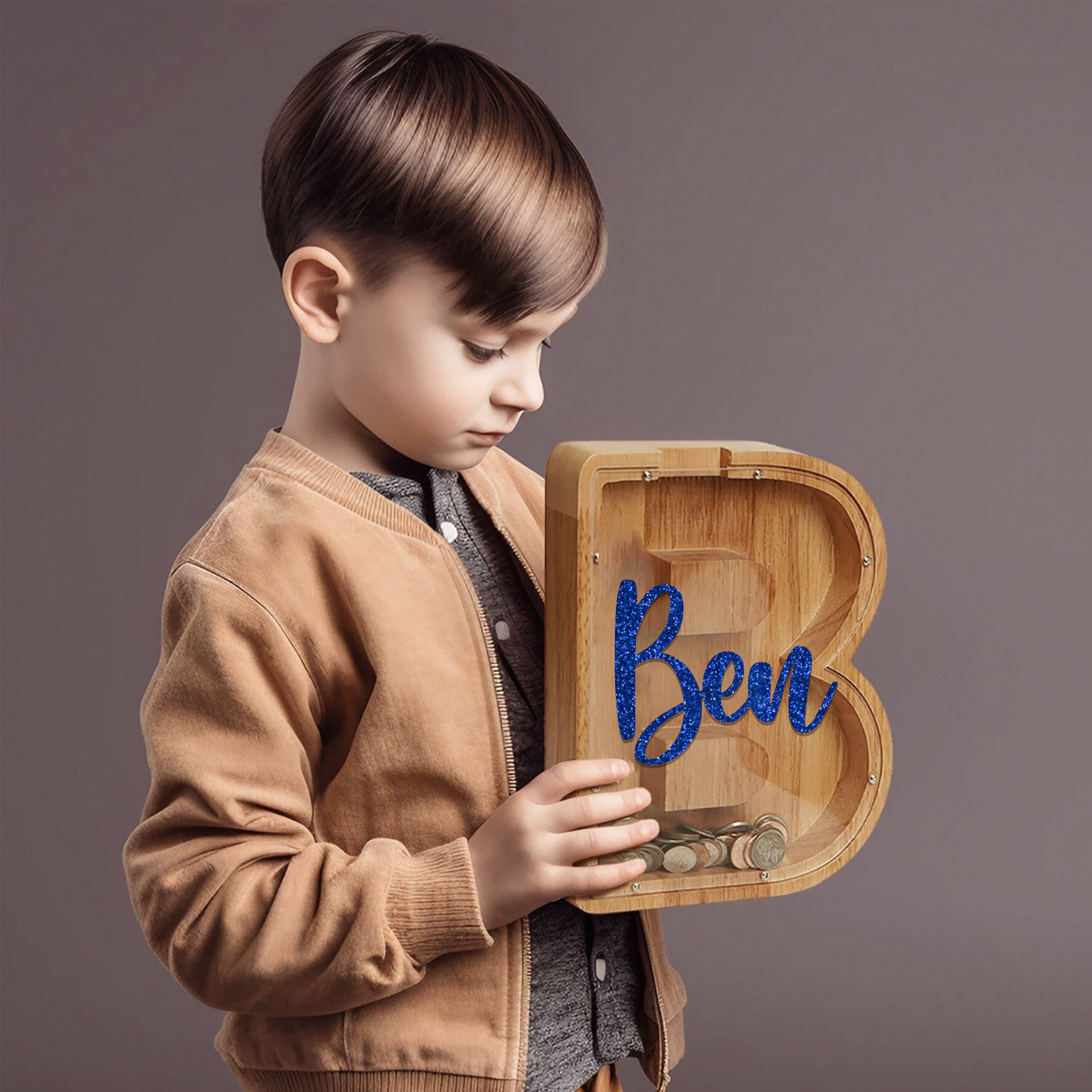 Personalized Kid Wood Letter Money Boxes with Acrylic Name | CWToy91
