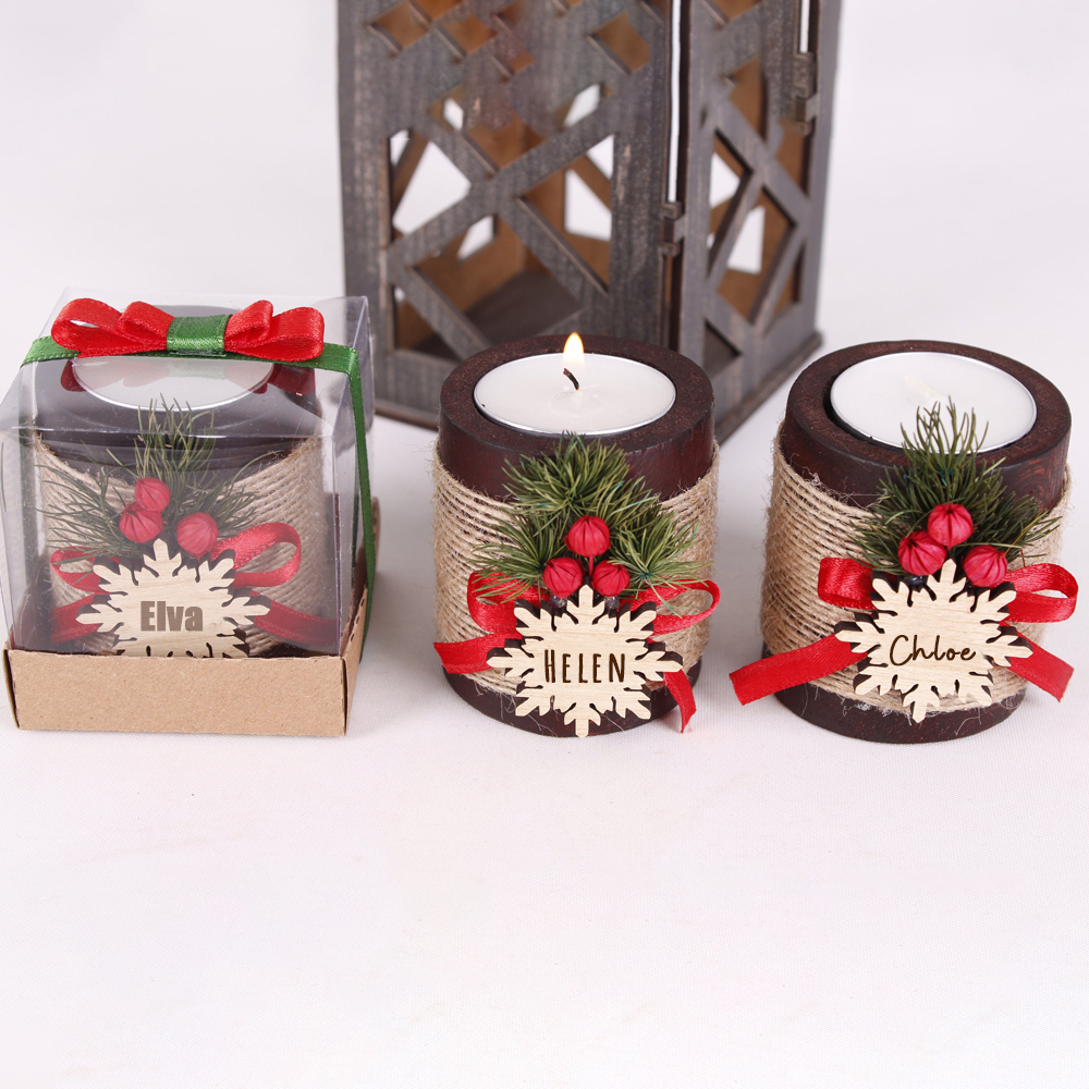 Personalized Wooden Christmas Candle Favors | MCGift76