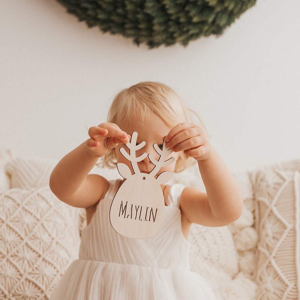 Personalized Christmas Reindeer Wood Ornament | MCGift81