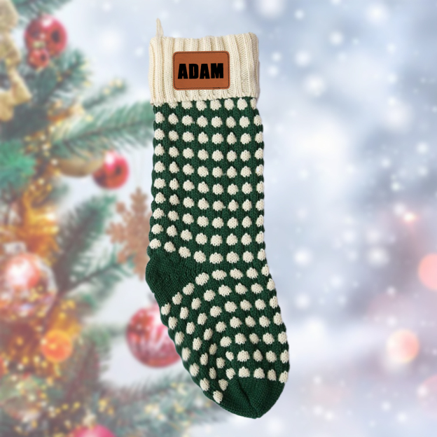 Personalized Leather Patch Christmas Stocking | MCGift84