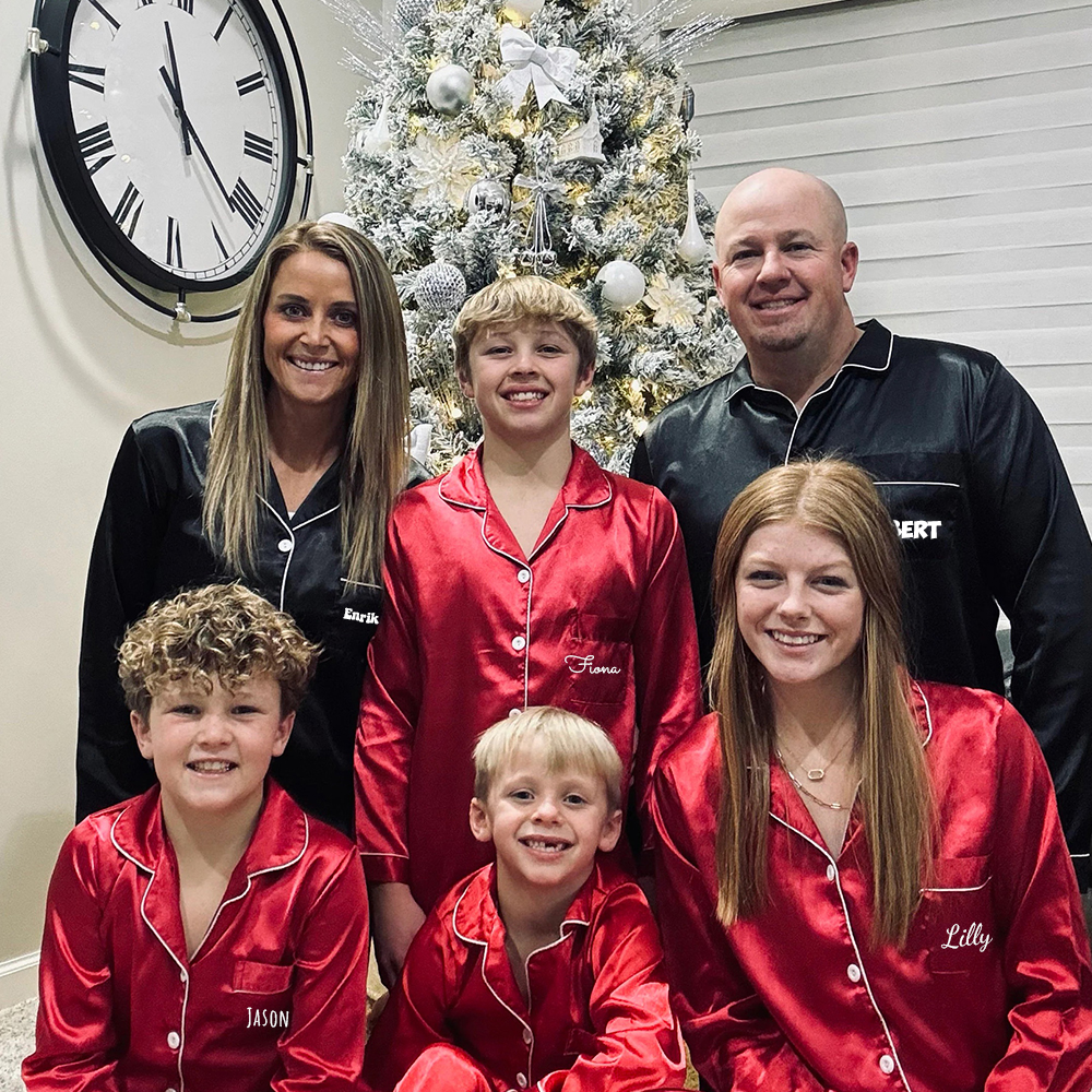Personalized Christmas Satin Family Pajamas Set | CWFamily15