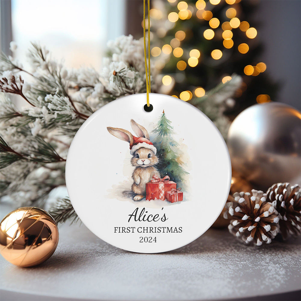 Personalized Lovely Bunny Christmas Tree Ornaments Decoration | MCGift5719