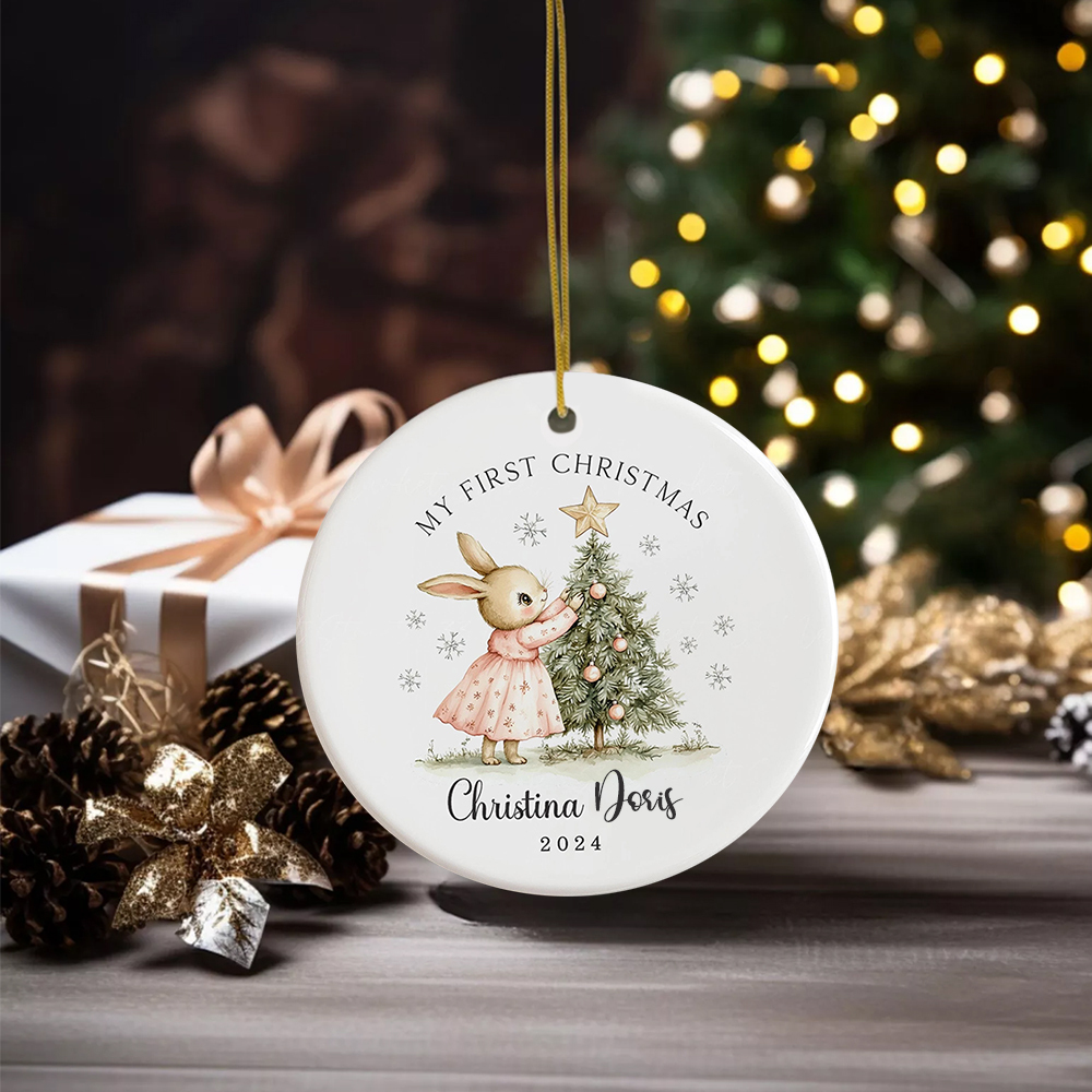 Personalized Lovely Bunny Christmas Tree Ornaments Decoration | MCGift5724