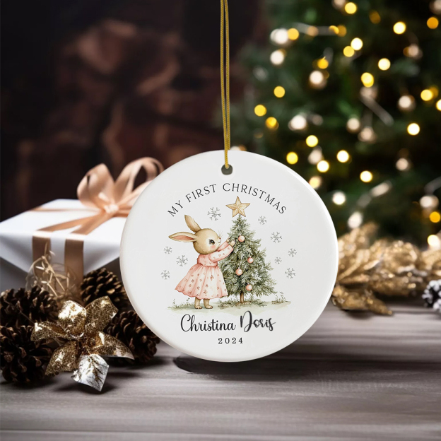 Personalized Lovely Bunny Christmas Tree Ornaments Decoration | MCGift5724