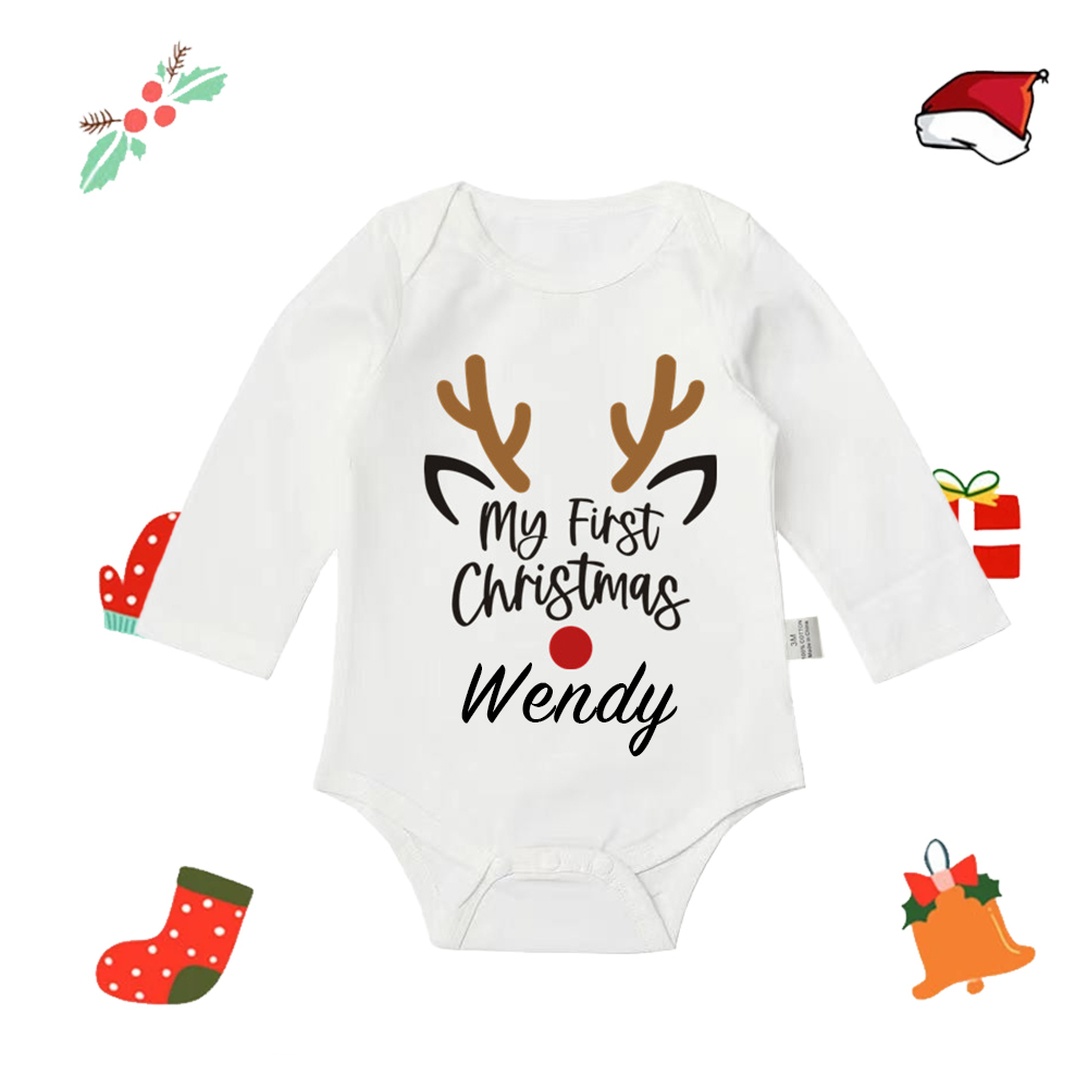 Personalized Baby Merry Christmas White Ropmer | CWBaby104