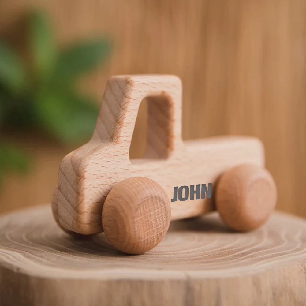 Personalized Baby Natural Wooden Cars Toy | CWToy101