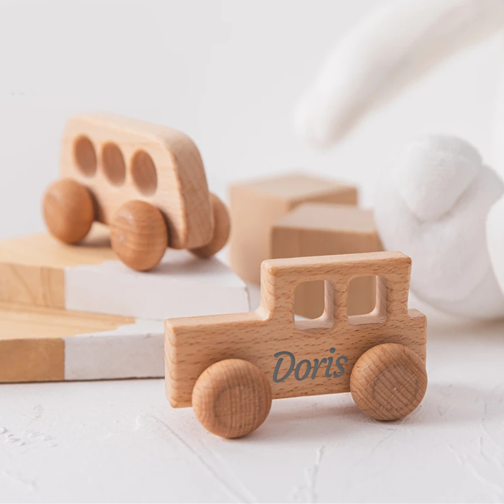 Personalized Baby Natural Wooden Cars Toy | CWToy101