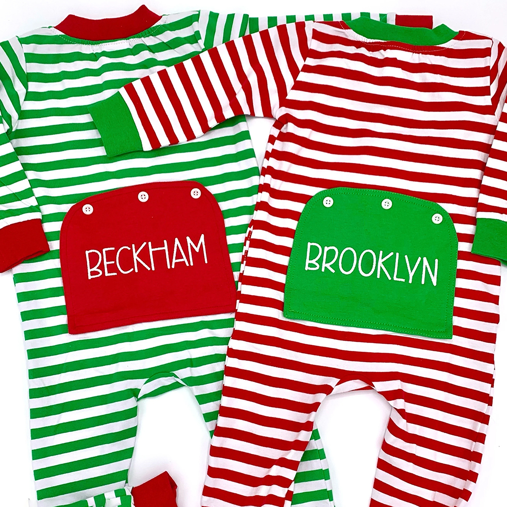 Personalized Embroidery Baby Butt Flap Christmas Pajamas | CWBaby112