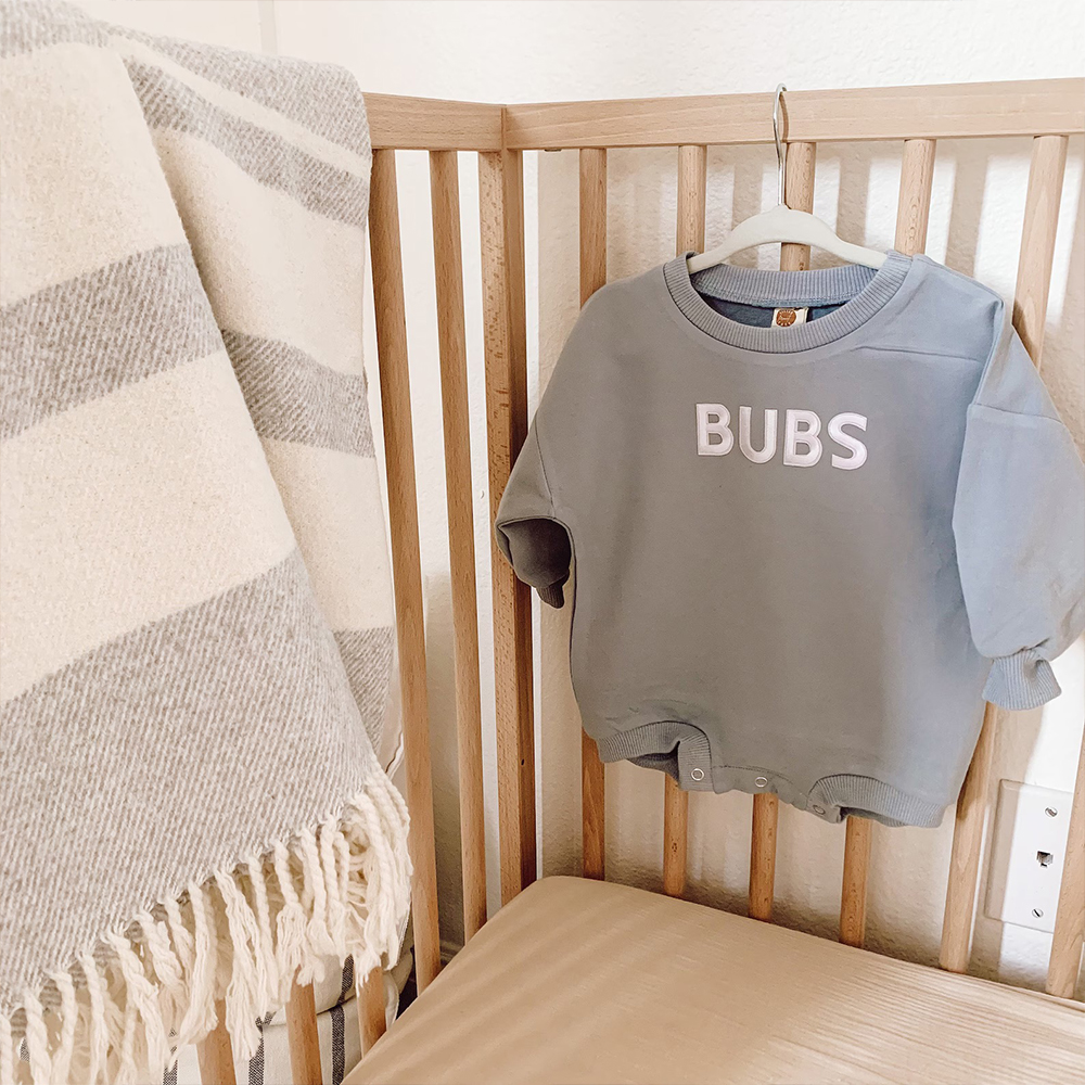 Personalized Letter Patch Neutral Baby Sweatshirt Romper | CWBaby114