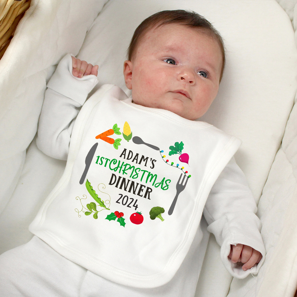 Personalized Baby 1st Christmas Dinner Bib | CWBaby115