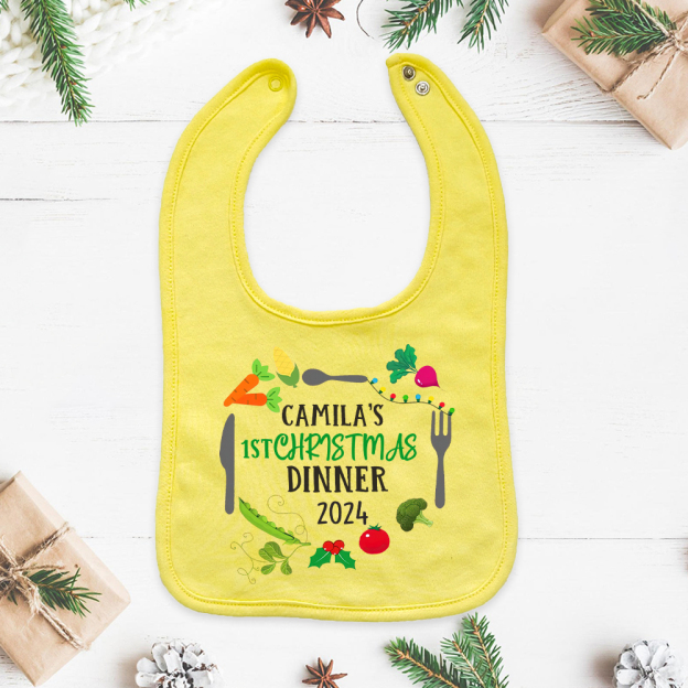 Personalized Baby 1st Christmas Dinner Bib | CWBaby115