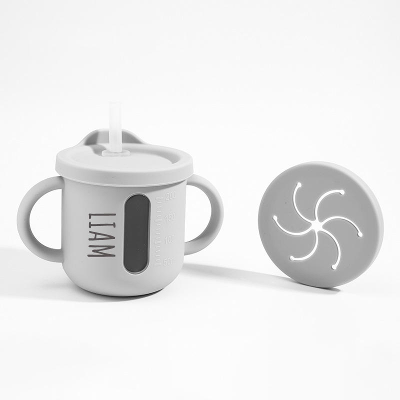 Personalised Baby Food Grade Straw & Snack Silicone Cup | CWBaby117