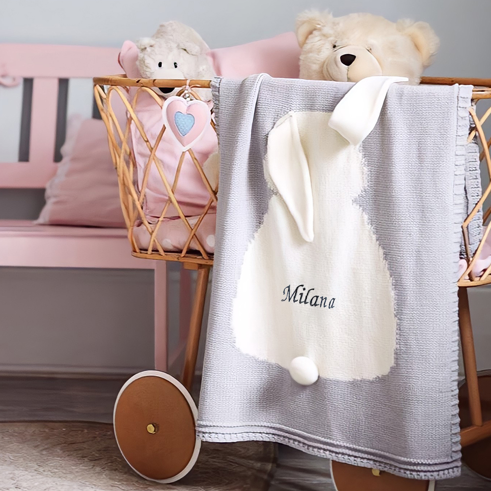Personalized Embroidered Knit Baby Blanket for Unique Gift | CWBaby118