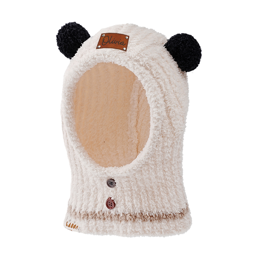 Personalized Leather Patch Kid Knitted Hat|CWBaby123