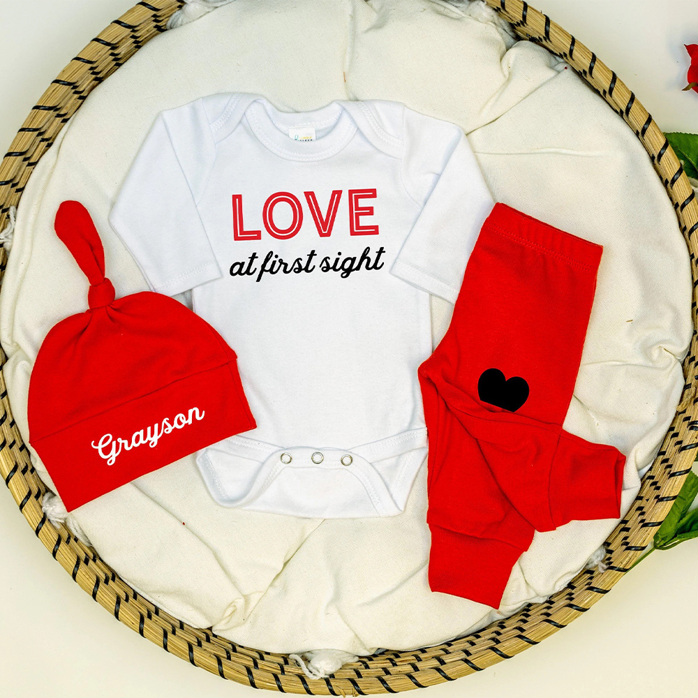 Personalized Baby 1st Valentines Day Outfit Set | CWBaby126