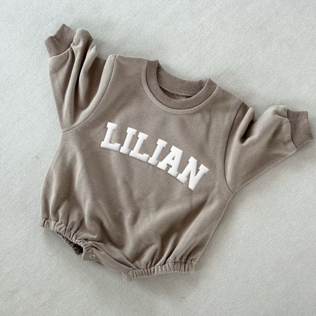 Personalized Puff Name Baby Color Sweatshirt Bodysuit | CWBaby90