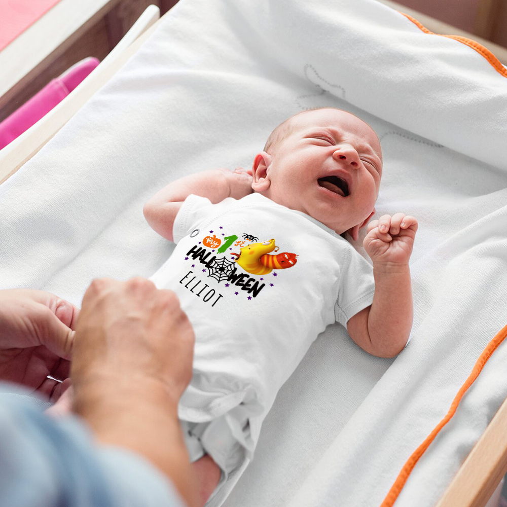 Personalized Larva's Halloween Funny Baby Romper | Larva01