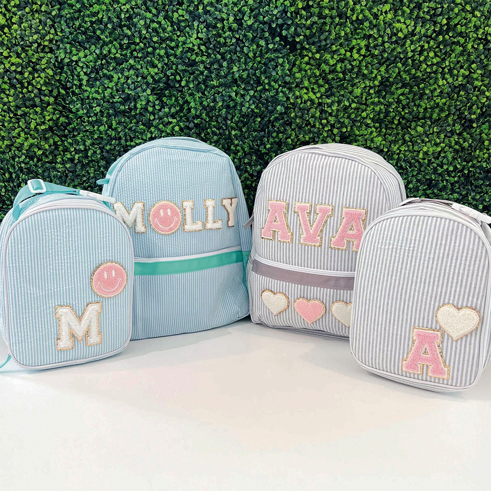 Personalized Kids Seersucker Backpack Insulation Lunch Box