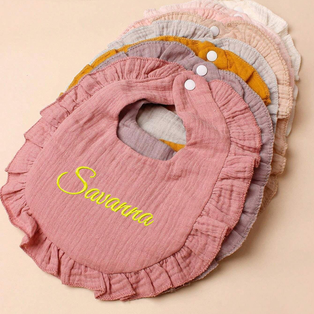 =Personalized Embroidered Baby Cotton Gauze Bibs | CWBaby59