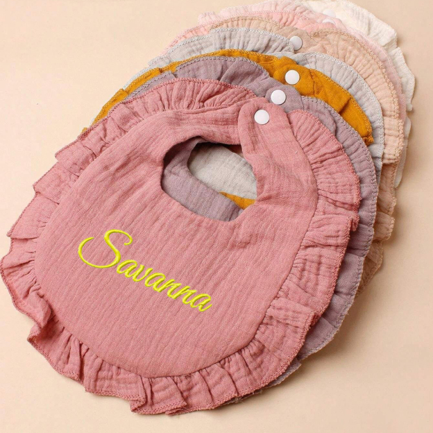 =Personalized Embroidered Baby Cotton Gauze Bibs | CWBaby59