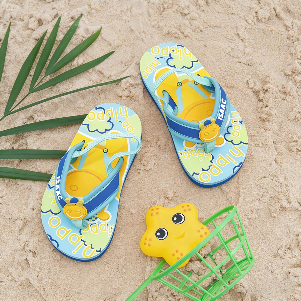 Personalized Kid summer Beach Flip Flops with Elastic Heel Strap | CWBaby474