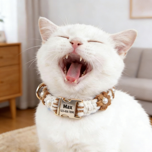 Personalized Handmade Macrame Flowers Pet Collar | BKPet457