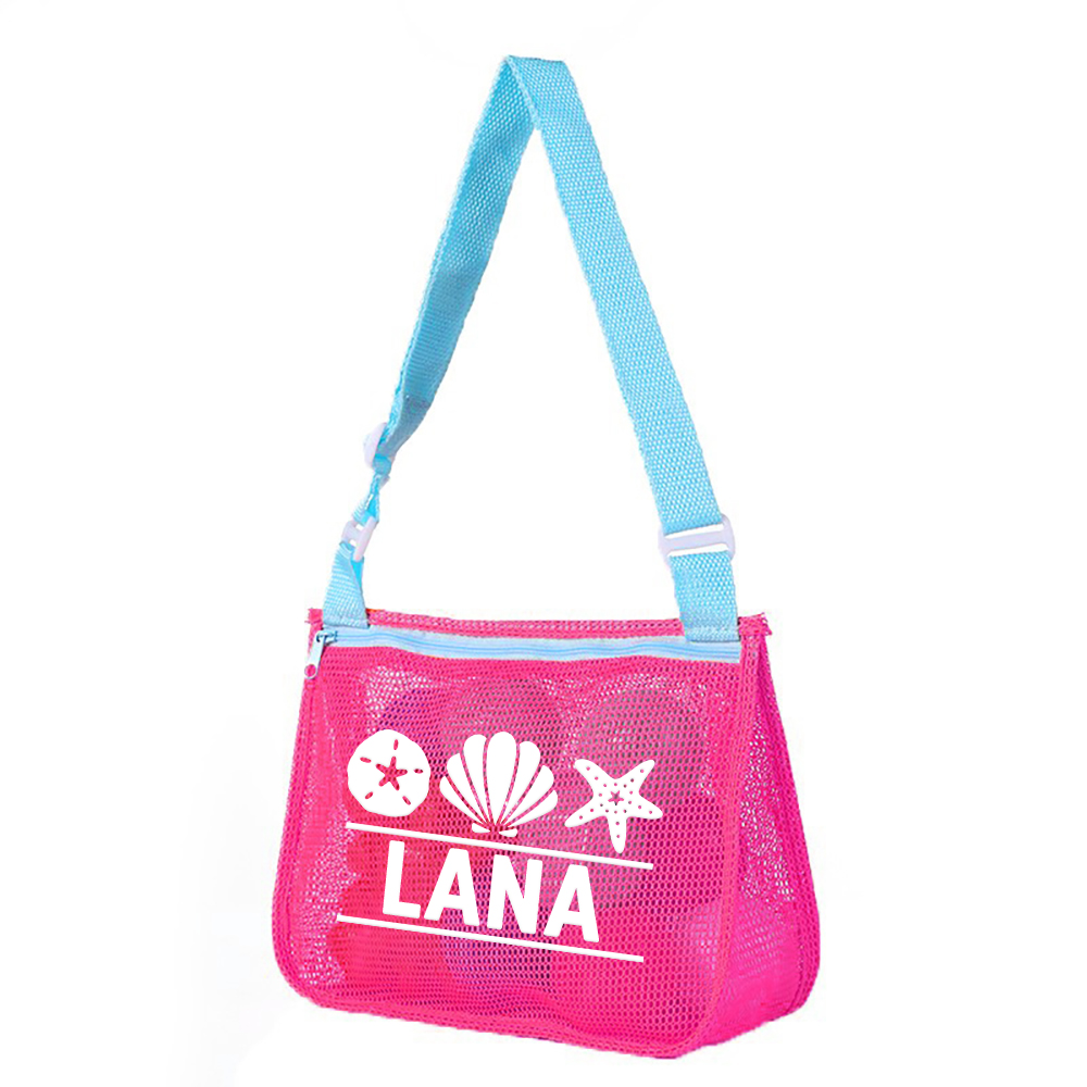 Personalized Seashell Zipper Mesh Beach Bag | CWBeach0102