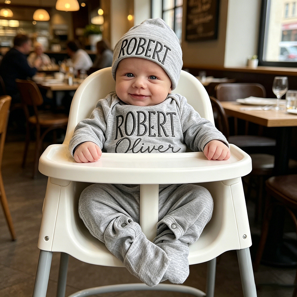 Personalized Embroidery Baby Coming Home Romper and Hat Set | CWBaby472