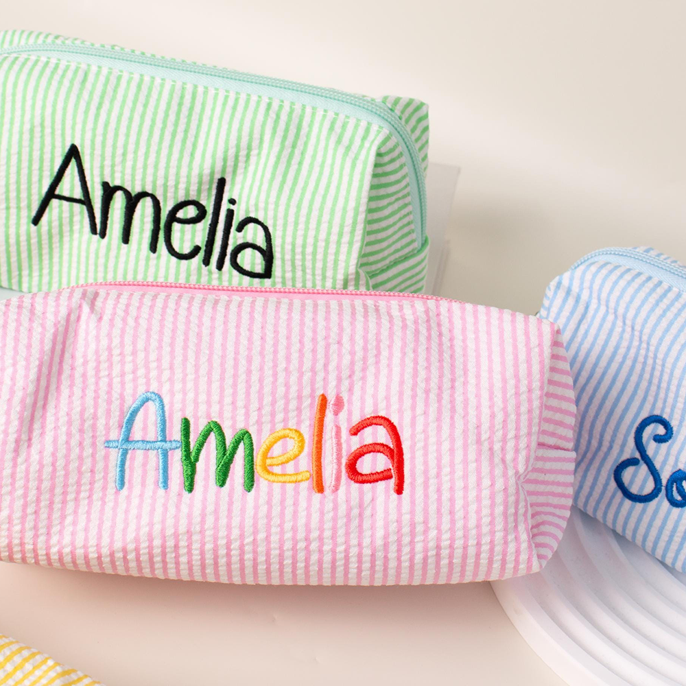 Personalized Embroidered Kids Colorful Stripe Pencil Case | CWPack371