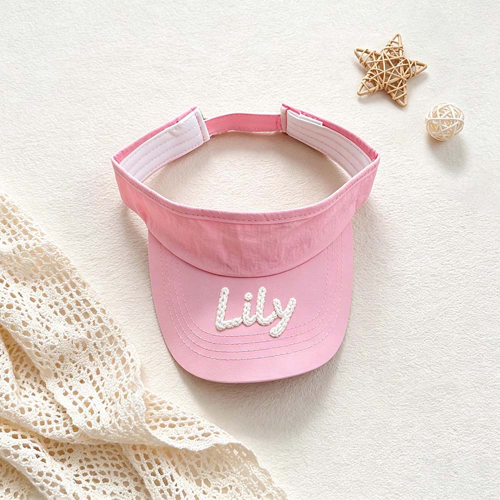 Personalized Hand Embroidery Kids Open-Top Summer Hat | CWBeach260